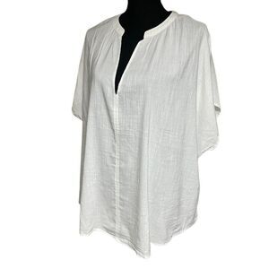 H&M White Dolman Deep Notched Neck Top N0541